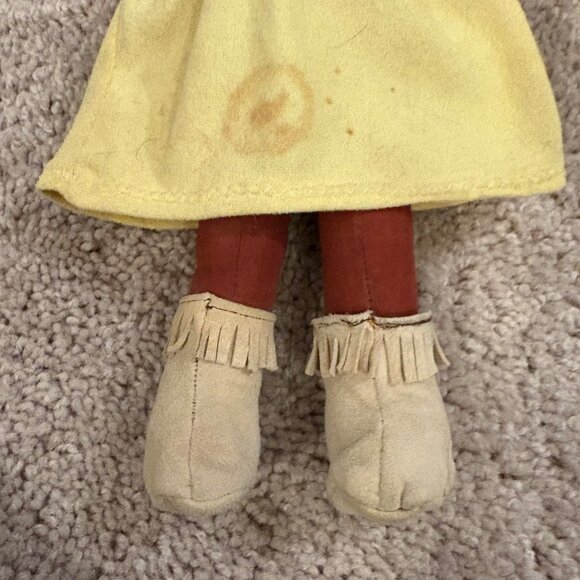 Handmade Native-Inspired Cloth Doll With Yellow Dress‎ Fringe Details - Picture 3 of 11